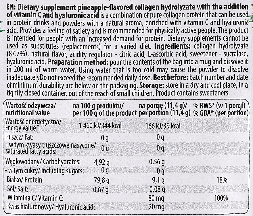 Гідролізат колагену з ананасовим смаком - Intenson Collagen Pineapple — фото N2