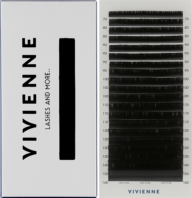 Накладні вії "Elite", чорні, 20 ліній (mix, 0.06, D, (7-16)) - Vivienne — фото N1