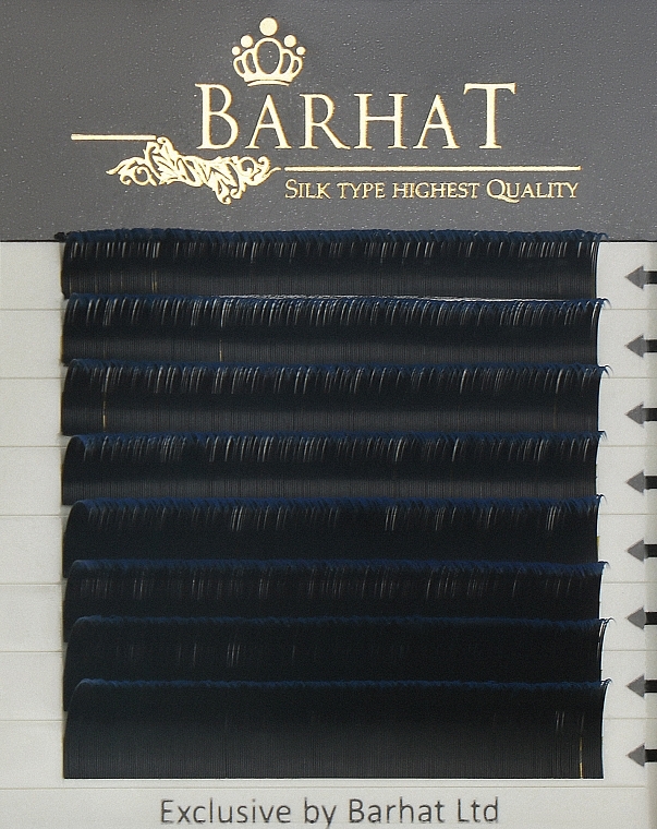 Двотонні вії "Black-blue" C 0,15мм Mix (9/10/11/12), 8 ліній - Barhat Lashes — фото N1