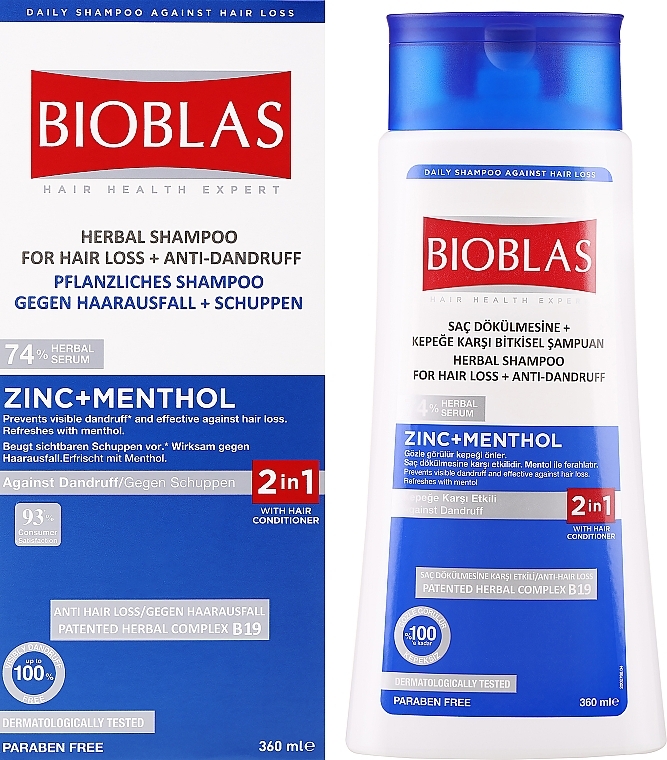 Шампунь против выпадения волос и перхоти - Bioblas Zinc Pyrithione Against Hair Loss And Dandruff Shampoo — фото N2
