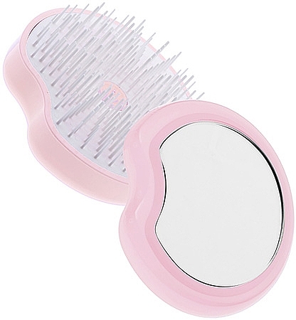 Компактна щітка для волосся з дзеркалом, рожева - Janeke Compact and Ergonomic Handheld Hairbrush With Mirror — фото N1
