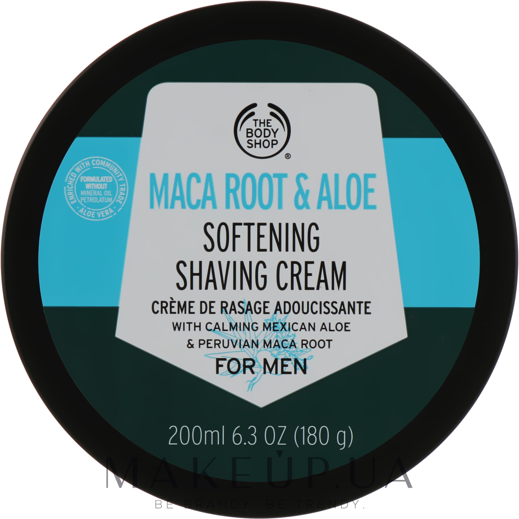 Крем для гоління "Корінь макі й алое" - The Body Shop Maca Root & Aloe Softening Shaving Cream For Men — фото 200ml
