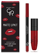 Духи, Парфюмерия, косметика Набор для губ - Golden Rose Matte LipKit Scarlet Red (lipstick/5.5 ml + lipliner/1.6g)