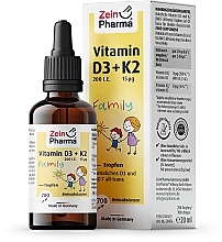 Пищевая добавка для всей семьи "Витамин D3 + K2", капли - ZeinPharma Vitamin D3 + K2 Family Drops — фото N1