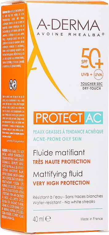 Матувальний флюїд для обличчя - A-Derma Protect AC Mattifying Fluid SPF 50 — фото N2