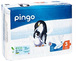 Экологические подгузники детские "Midi", размер 3, 4-9 кг, 44 шт. - Pingo — фото N1