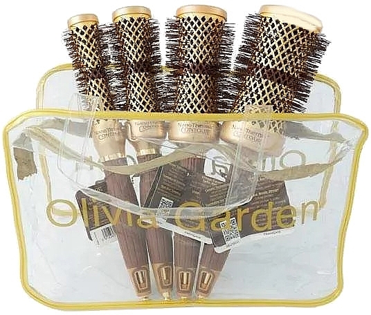 Набір термобрашингів для волосся, 5 шт - Olivia Garden Expert Blowout Curl Wavy Bristles Gold & Brown — фото N1