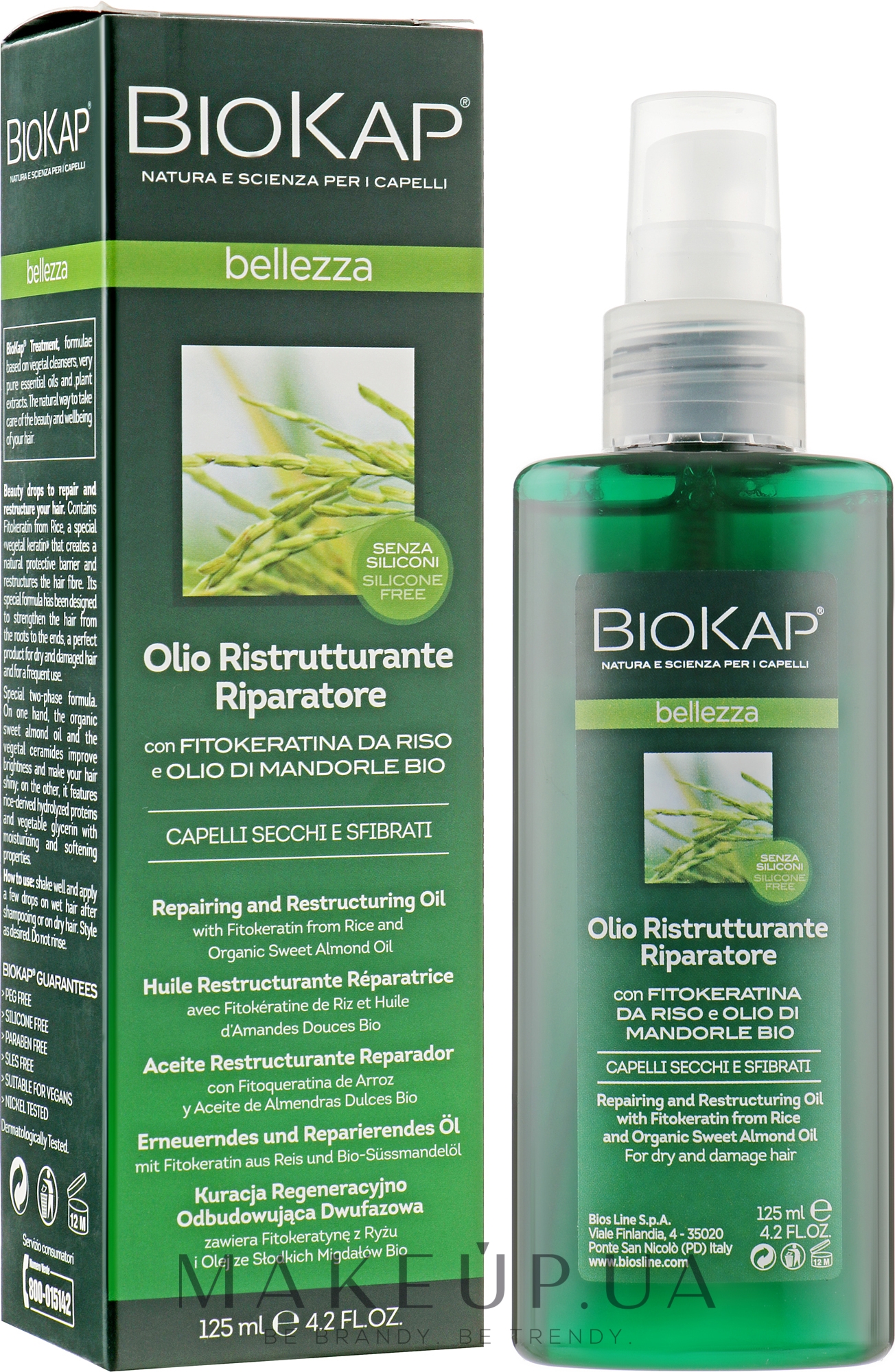 Олія, яка відновлює структуру пошкодженого волосся - BiosLine BioKap — фото 125ml