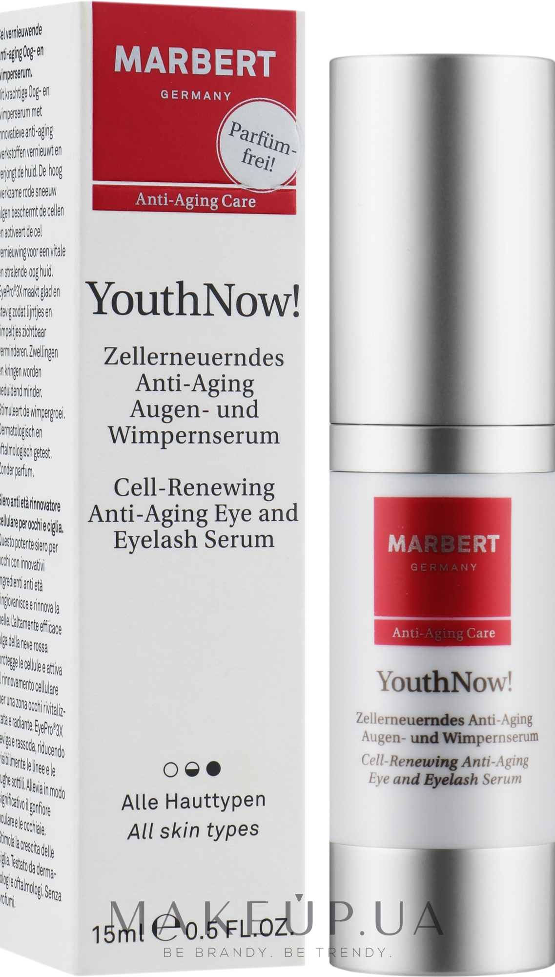 Розгладжувальна сироватка для очей та вій - Marbert YouthNow! Cell-Renewing Anti-Aging Eye And Eyelash Serum — фото 15ml