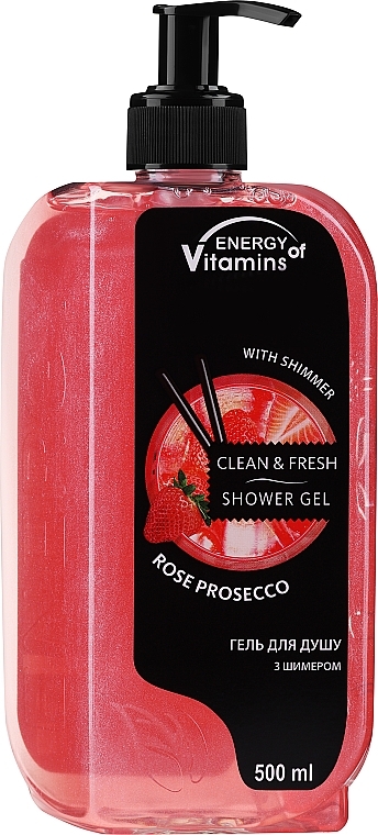 Гель для душу із шимером - Energy of Vitamins Rose Prosecco Shower Gel With Shimmer