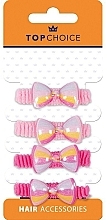 Резинки для волос "Бантики", 25693, малиновые и розовые - Top Choice — фото N1