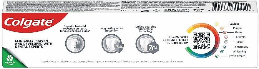 УЦІНКА Зубна паста "Тотал Оріджинал" комплексна антибактеріальна - Colgate Total * — фото N4