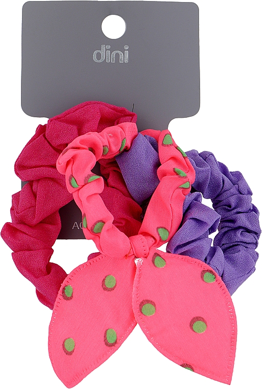 Резинки для волосся "Метелик", AT-14, малинова+бузкова+рожева в горошок - Dini Every Day — фото N1