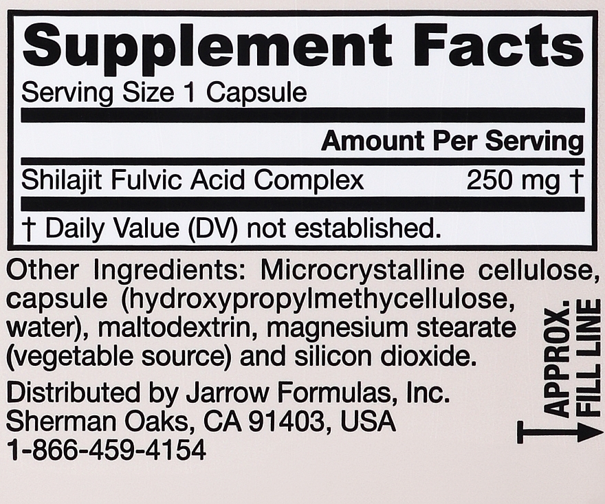 Мумійо - Jarrow Formulas Shilajit Fulvic Acid Complex, 250 mg — фото N4