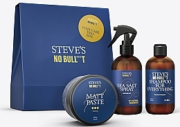 Парфумерія, косметика Набір - Steve's No Bull***t Hair Care Trio Box (shmp/250ml + h/spray/250ml + h/paste/100ml)