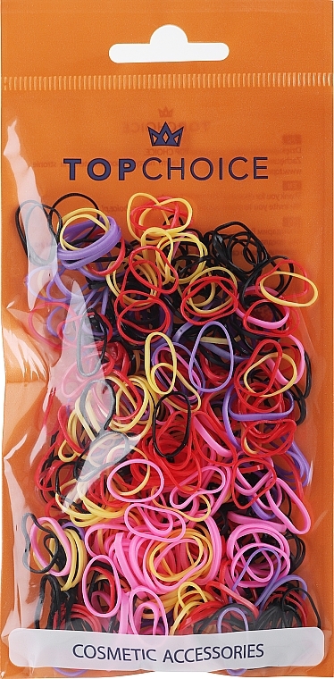 Резинки для волосся 22999, червоні + жовті + чорні + фіолетові + рожеві - Top Choice — фото N1