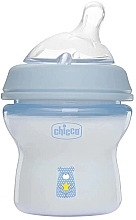 Бутылочка пластиковая 150 мл, с силиконовой соской, с 0 месяцев, голубая - Chicco Natural Feeling — фото N1