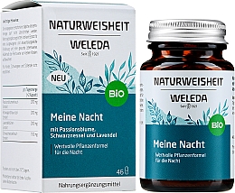 Харчова добавка з квіткою пасифлори, чорною кропивою, ашвагандою та лавандою, капсули - Weleda Bio Naturweisheit Meine Nacht — фото N2
