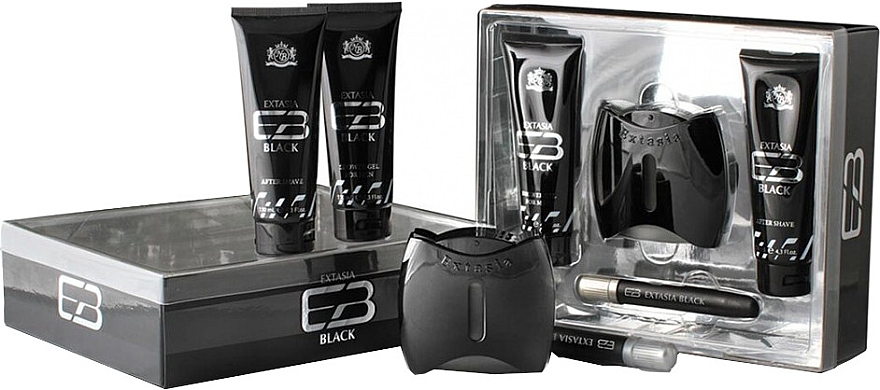 New Brand Extasia Black - Набор (edt/100ml + edt/15ml + ash/130ml + sh/gel/130ml) — фото N1