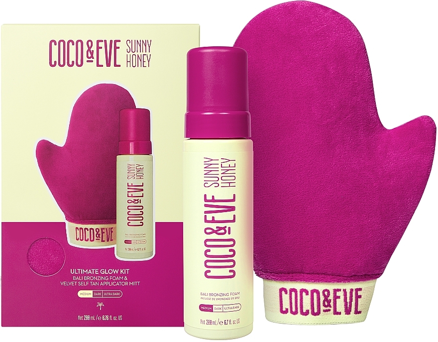 Набор - Coco & Eve Sunny Honey Ultimate Glow Kit Medium (foam/200ml + acc/1pc) — фото N1