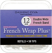 Тіпси широкі - Dashing Diva French Wrap Plus Double Wide White 50 Tips (Size - 12) — фото N1