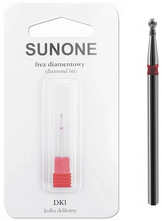 Алмазная фреза DK1 "Ball", деликатная, красная - Sunone Diamond Nail Drill — фото N1