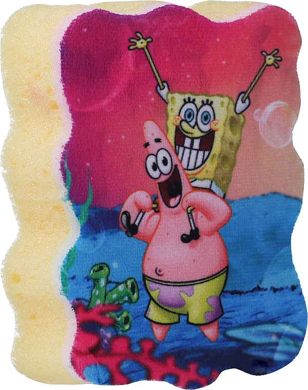Мочалка банна дитяча "Спанч Боб і Патрік", жовта - Suavipiel Sponge Bob Bath Sponge — фото N1
