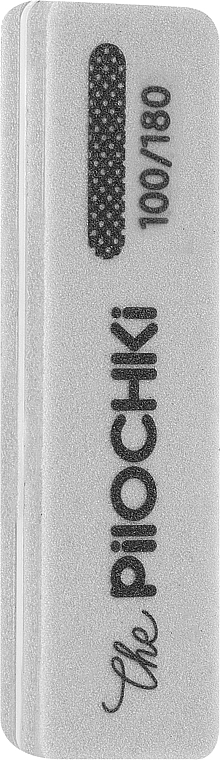 Баф-шліфувальник для нігтів, 100/180 гріт, сірий, 115 х 33 мм - ThePilochki — фото N1