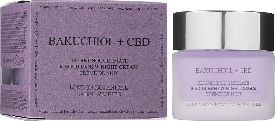 Крем для лица ночной - London Botanical Laboratories Bakuchiol + CBD Bio-Retinol Ultimate 8-Hour Renew Night Cream — фото N2