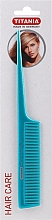 Гребінець-планка з пластиковою ручкою 20.5 см, бірюзова - Titania — фото N1