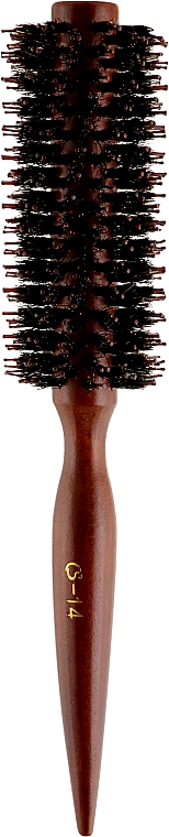 Щетка-брашинг CS-14D, с деревянной конусной ручкой и скошенным ворсом - Cosmo Shop