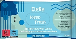 Парфумерія, косметика Вологі серветки "Антибактеріальні", 15 шт. - Delia Keep Fresh Refreshing Wet Wipes Antibacterial