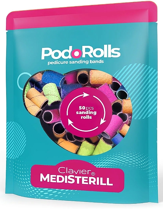 Абразивные диски для фрезы, микс цветов, 50 шт - Clavier Medisterill PodoRolls Pedicure Sanding Bands — фото N1