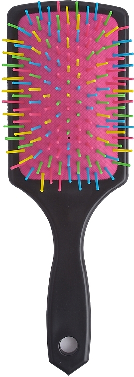 Щётка для волос широкая С0264, чёрная с цветными зубчиками - Rapira — фото N1