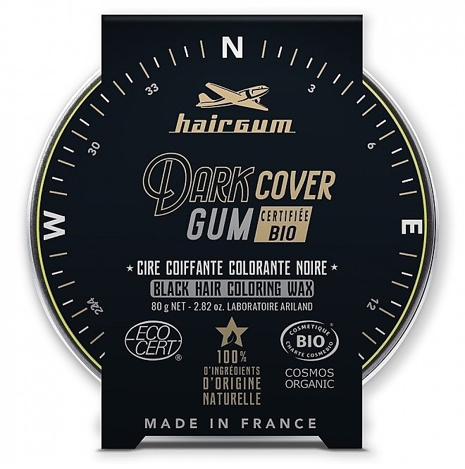 Віск для волосся, чорний - Hairgum Dark Cover Gum Black Hair Coloring Wax — фото N1