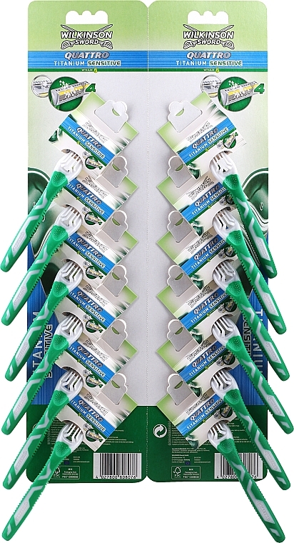 Набор одноразовых станков для бритья, 12 шт. - Wilkinson Sword Quattro Titanium Sensitive — фото N2