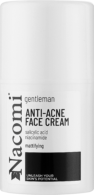 Матувальний крем для обличчя проти прищів, для чоловіків - Nacomi Gentelman Anti-Acne Mattifying Face Cream For Men — фото N1