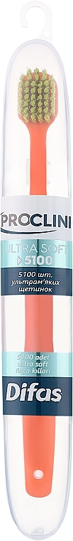 Зубна щітка "Ultra Soft" 512063, помаранчева із салатовою щетиною, в кейсі - Difas Pro-Clinic 5100 — фото N1