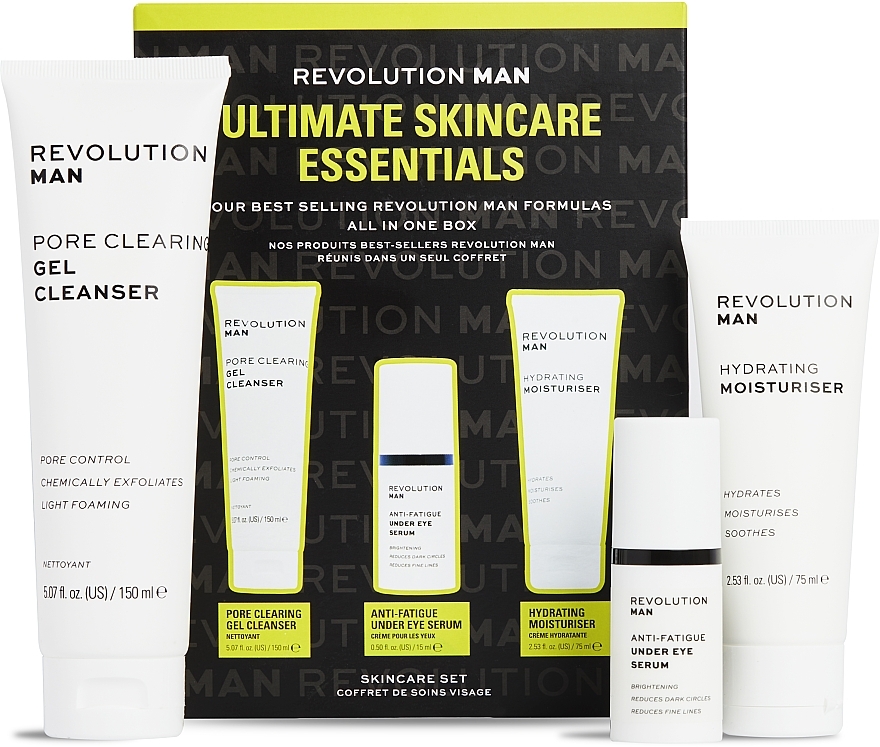 Набор - Revolution Man Ultimate Skincare Essentials (f/gel/150 ml + f/cr/75 ml + eye/ser/15 ml) — фото N2