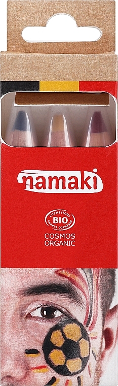 Набір олівців для розфарбовування обличчя, чорний, жовтий, червоний - Namaki Supporter Kit (f/paint/3x2,1g) — фото N1