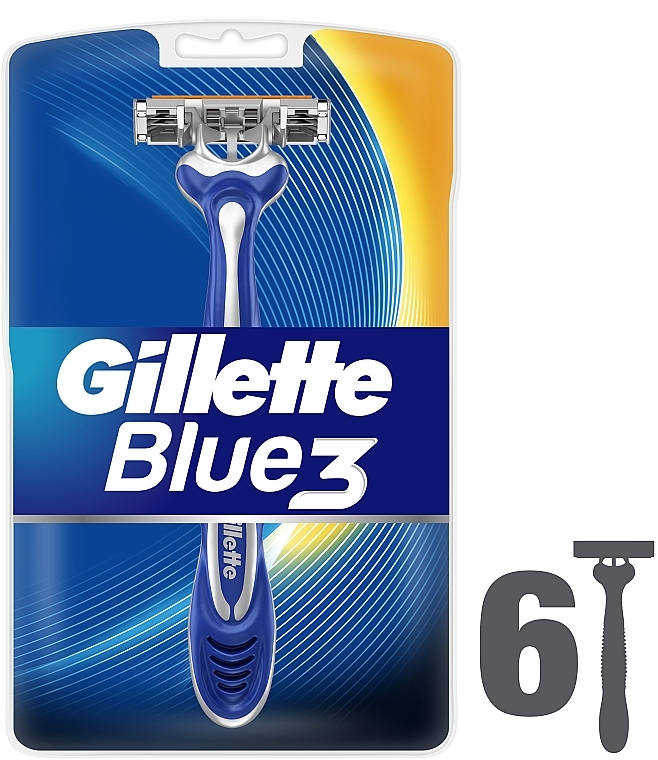 Набор одноразовых станков для бритья, 6шт - Gillette Blue 3 — фото N1