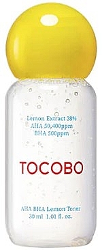 Лимонный тонер с AHA- и BHA-кислотами и витамином С - Tocobo AHA BHA Lemon Toner (мини) — фото N1