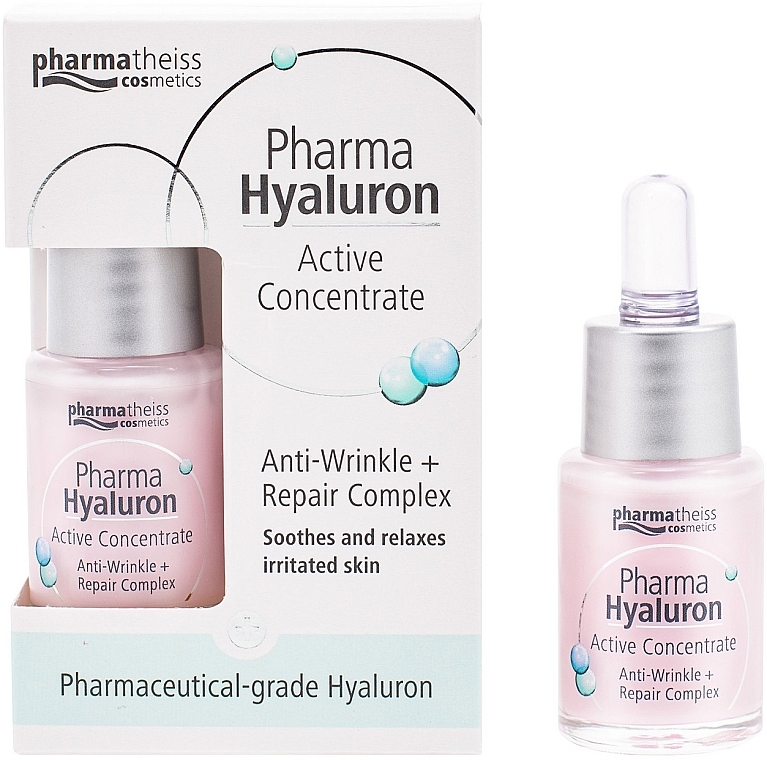 Сыворотка для лица активный гиалурон + восстановление - Pharma Hyaluron Pharmatheiss Cosmetics Active Concentrate Anti-wrinkle + Repair Complex  — фото N1