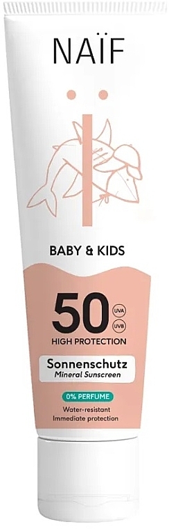 Солнцезащитный крем для младенцев и детей - Naif Baby & Kids Sun Cream SPF50 0% Perfume — фото N1