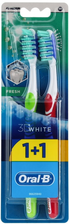 Набор зубных щеток, 40 средней жесткости, салатовая + красная - Oral-B Advantage 3D Fresh