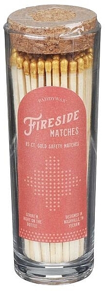 Безпечні сірники для свічок у скляній банці, золотий наконечник - Paddywax Fireside Gold Safety Matches — фото N1