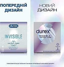 Презервативи латексні  з силіконовою змазкою "Ультратонкі" з додадковою змазкою, 3 шт. - Durex Invisible Extra Lube — фото N3