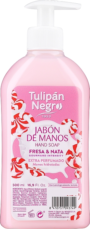 Полуничне крем-мило для рук - Tulipan Negro Strawberry Cream Hand Soap — фото N1