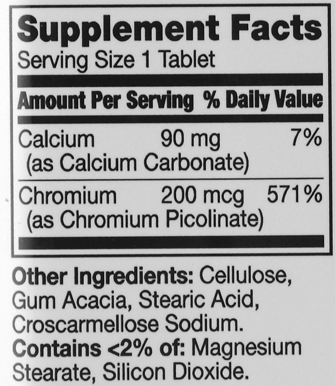 Харчова добавка "Хрому піколинат", 100 табл. - 21th Century Chromium Picolinate — фото N2