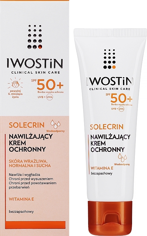 Сонцезахисний крем для чутливої, нормальної та сухої шкіри, SPF 50+ - Iwostin Solecrin Protective Cream SPF 50+ — фото N2